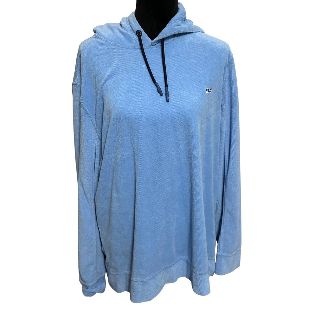 Vineyard Vines Light Blue Hooded Pullover Sweatshirt Men's L Cotton & Polyester